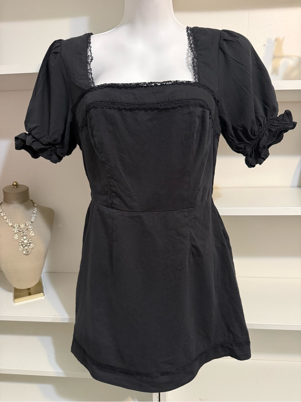 AND NOW THIS… Black Puff Sleeve Dress M